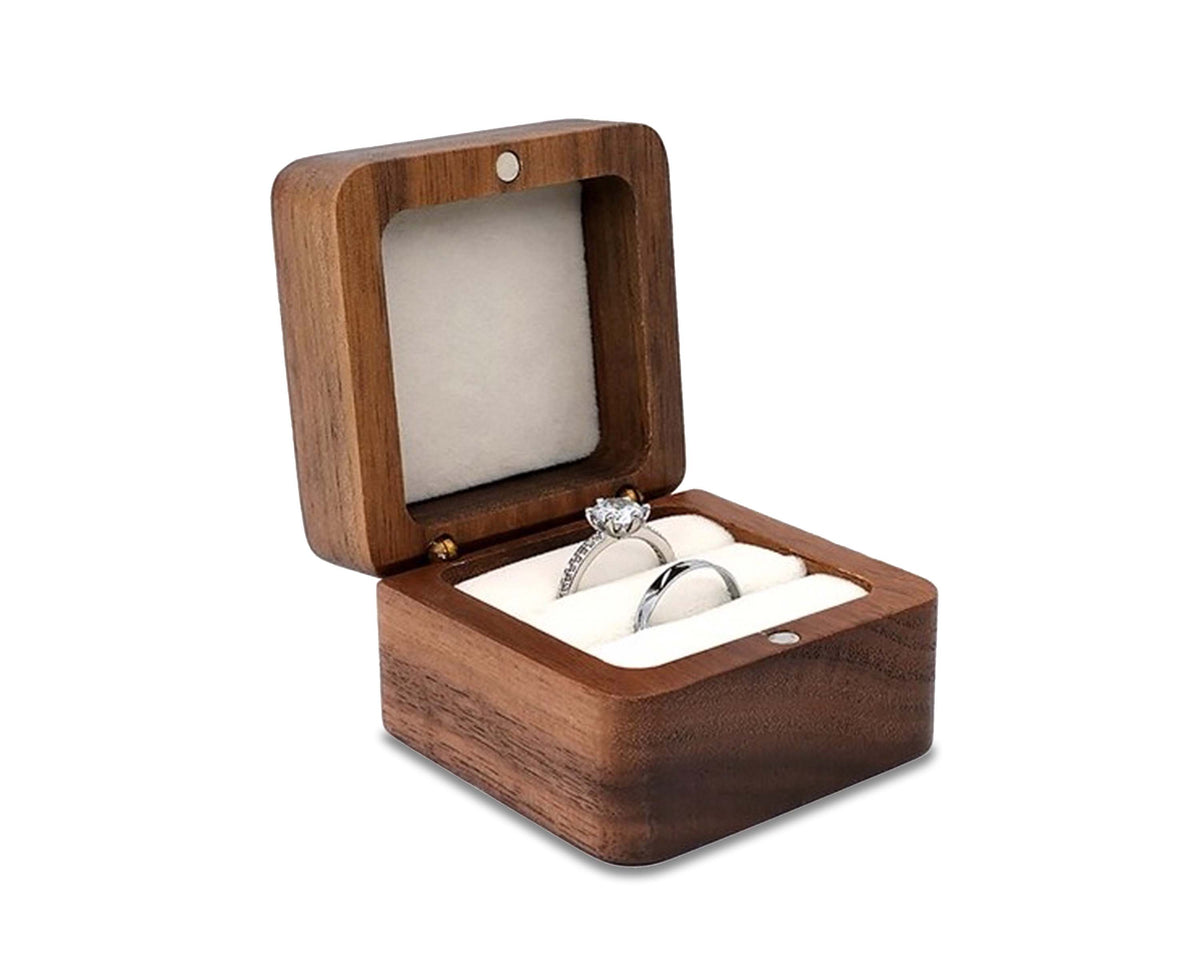 Wooden Ring Box – Wedding Ring Holder & Jewelry Storage