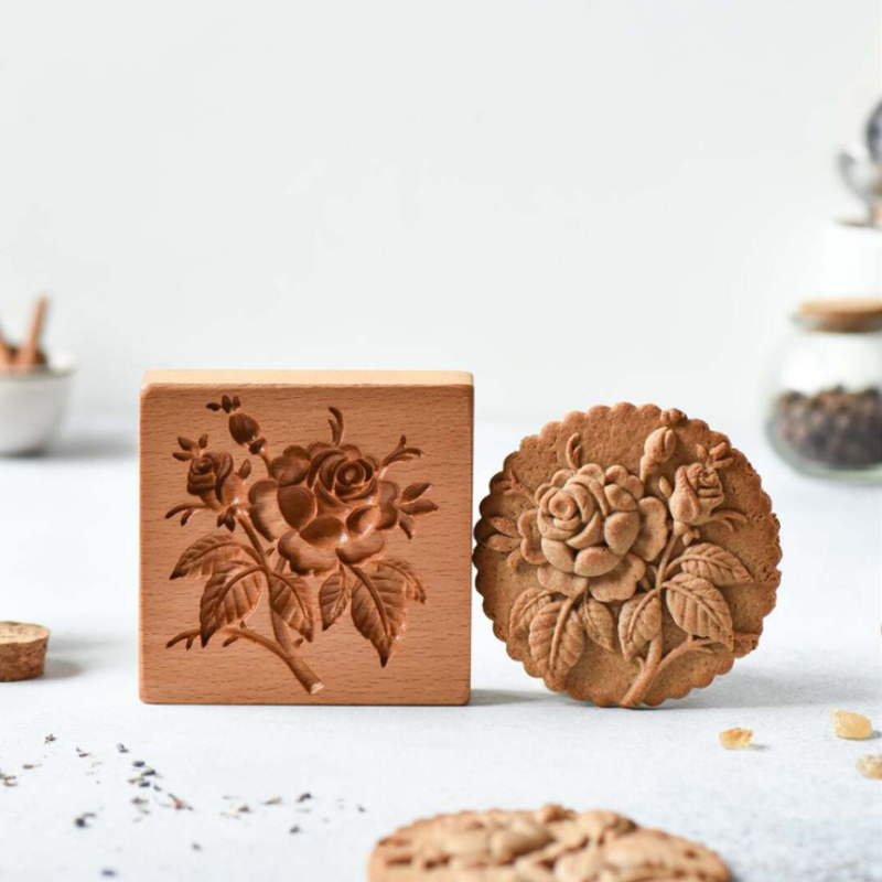 Wooden Rose Flower Cookie Cutter