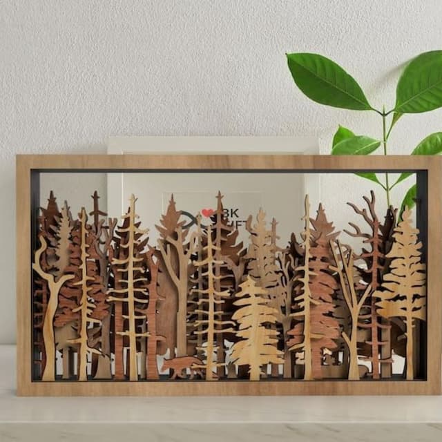 WoodForrest 3D Wall Art - Enchanting Forest Scene with Fox & Tree Shadows