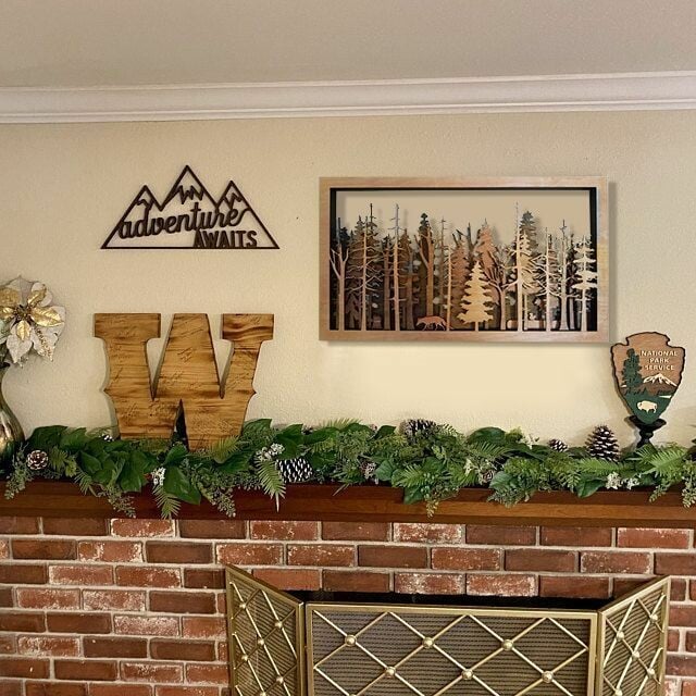 WoodForrest 3D Wall Art - Enchanting Forest Scene with Fox & Tree Shadows