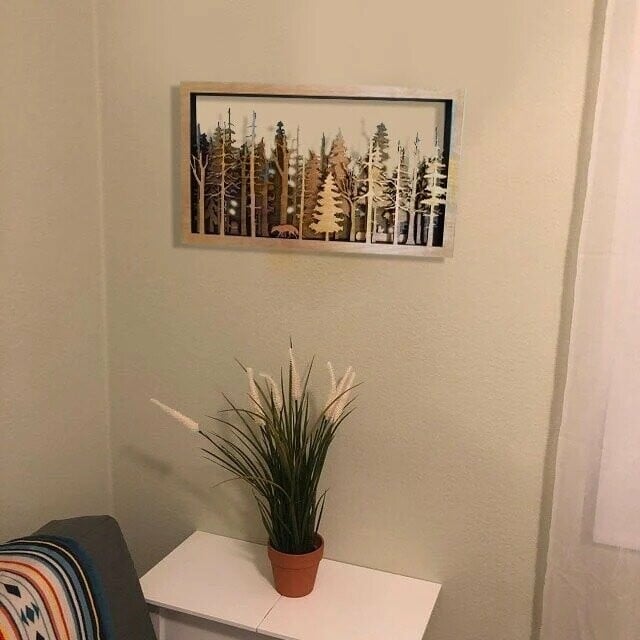 WoodForrest 3D Wall Art - Enchanting Forest Scene with Fox & Tree Shadows