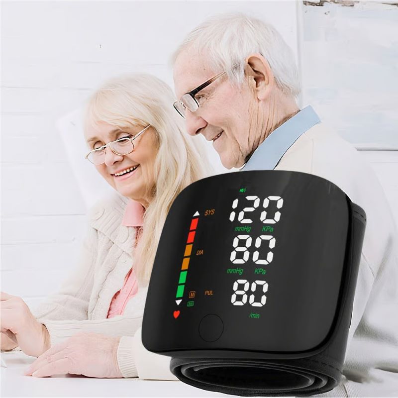 Wrist Blood Pressure Monitor with Voice Guide and LED Display