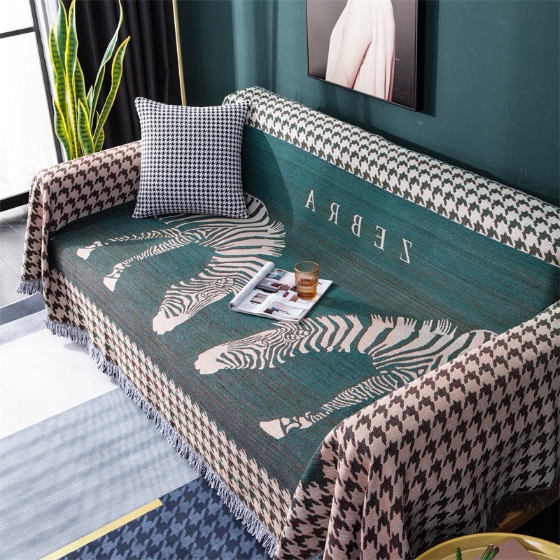 Zebra Print Decorative Sofa Throw with Fringe