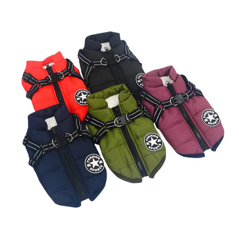 Zippered Winter Dog Coat with Harness