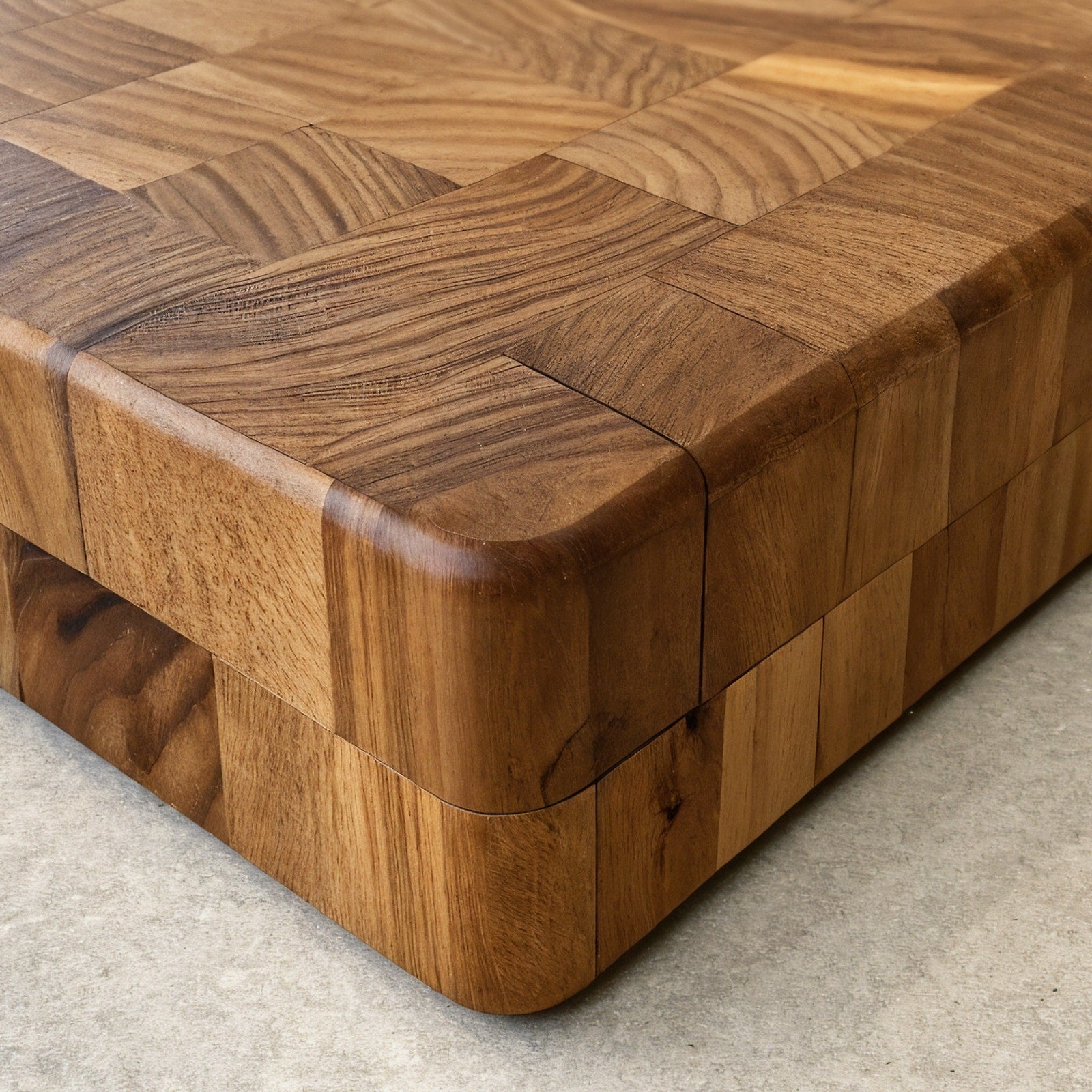 Shopaverly Elm Sturdy Butcher Block — close-up of front edge showing thickness and finish