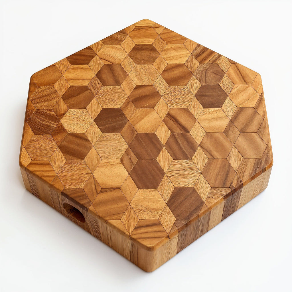 Shopaverly Oak Hexagonal Butcher Block — top-down flat lay