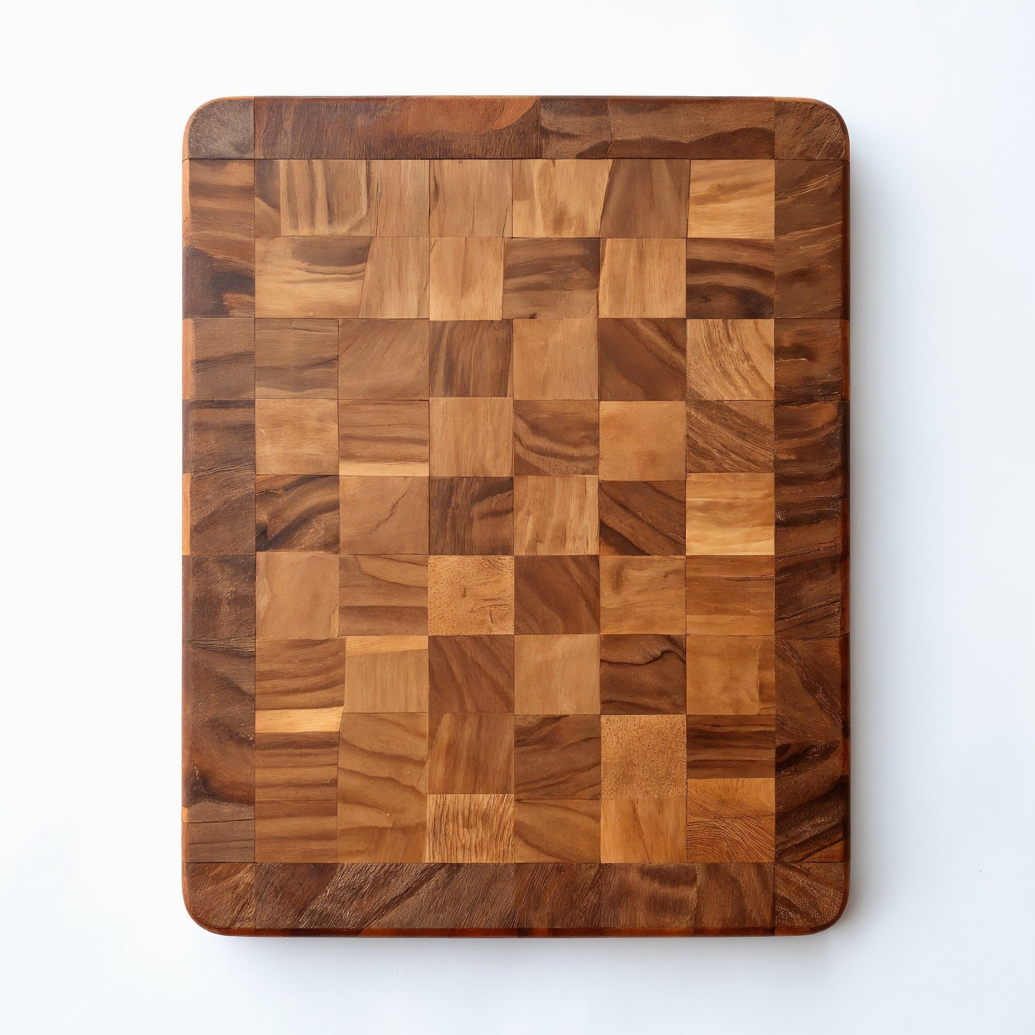 Shopaverly Pecan Classic Butcher Block — top-down view highlighting end-grain pattern