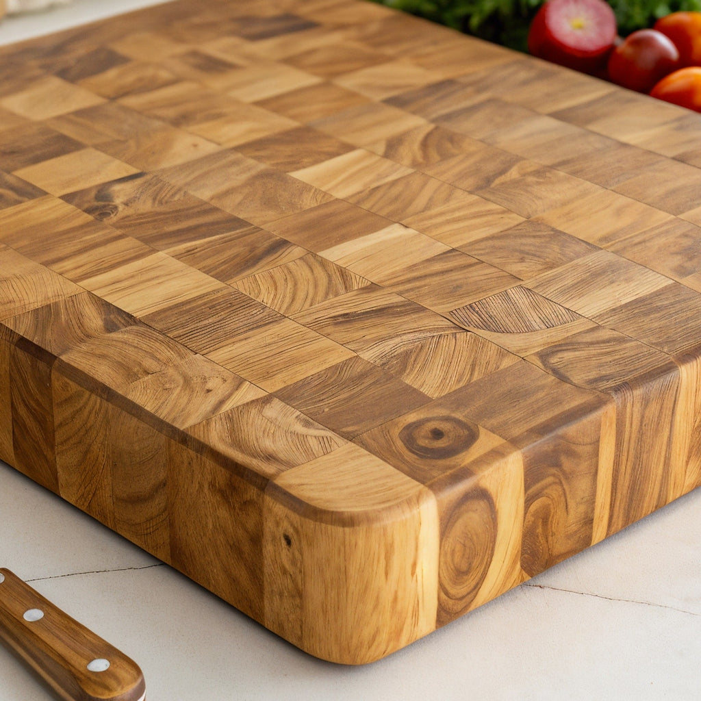 Shopaverly Elm Premium Butcher Block — close view of front edge showing thickness