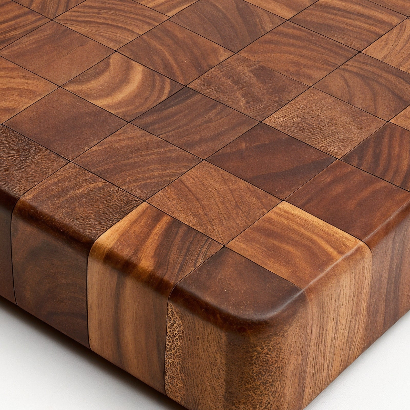 Shopaverly Mahogany Premium Butcher Block — close view of the front edge showing thickness and rounded edge