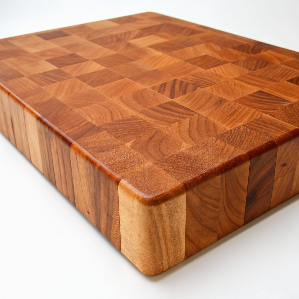 Shopaverly Cherry Elegant Butcher Block — 3/4 angled view showing full top face and edge thickness