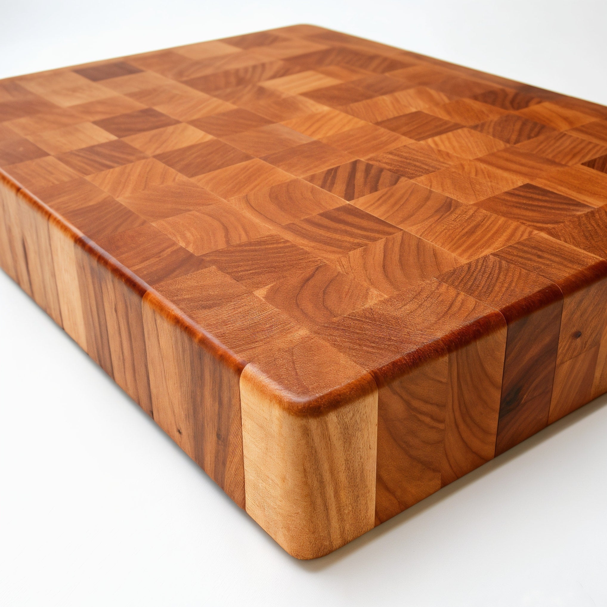 Shopaverly Cherry Elegant Butcher Block — 3/4 angled view showing full top face and edge thickness