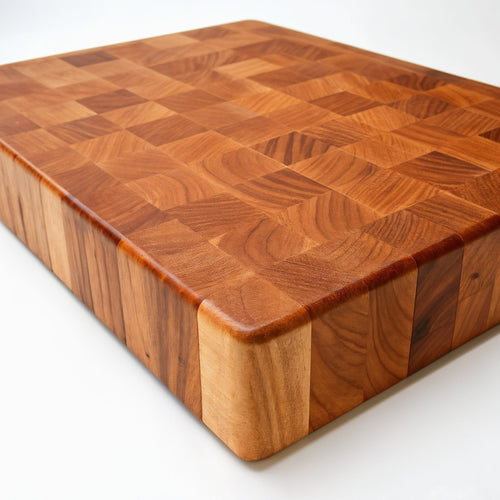 Shopaverly Cherry Elegant Butcher Block — 3/4 angled view showing full top face and edge thickness