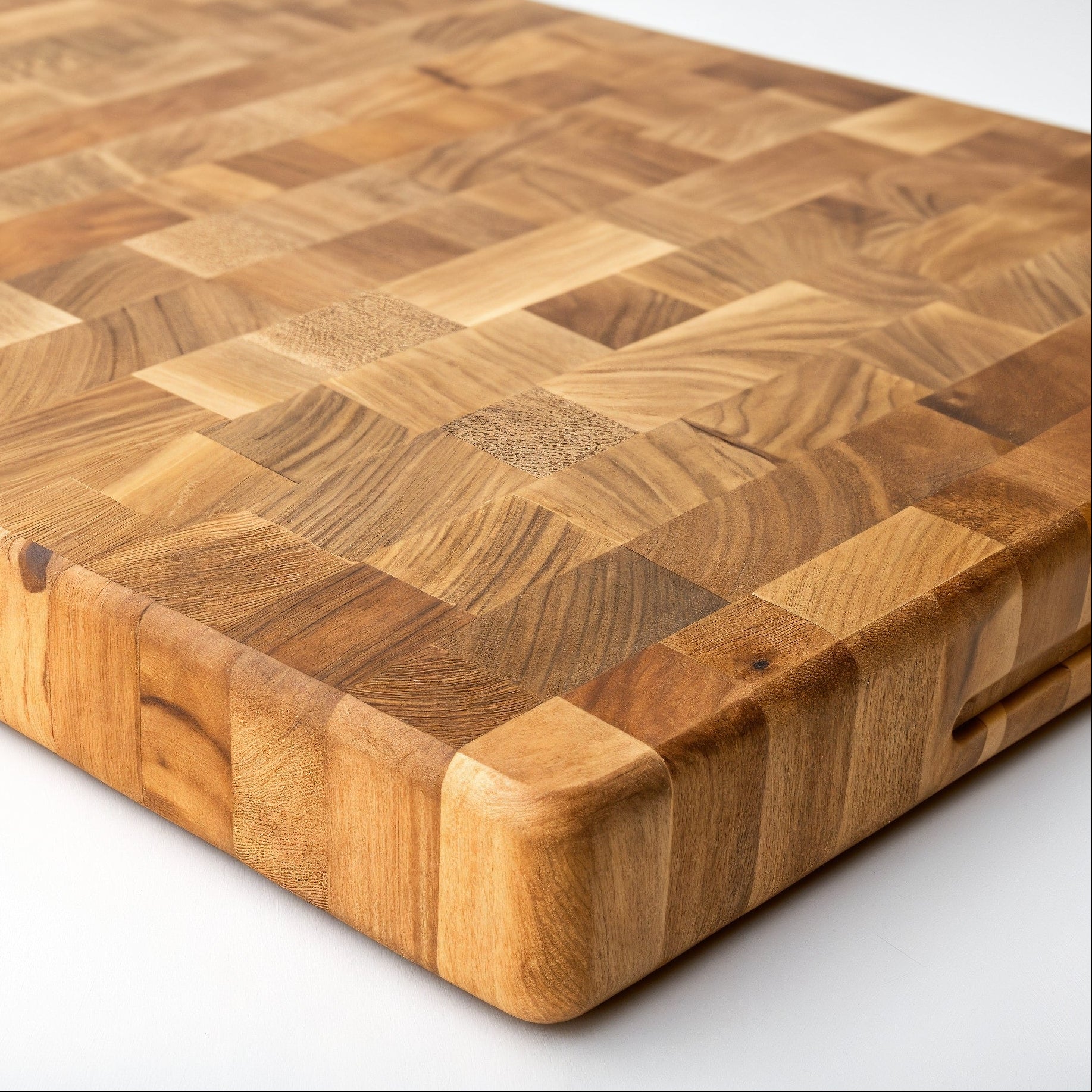 Shopaverly Hickory Premium Butcher Block — three-quarter angled view showing full top face and edge thickness